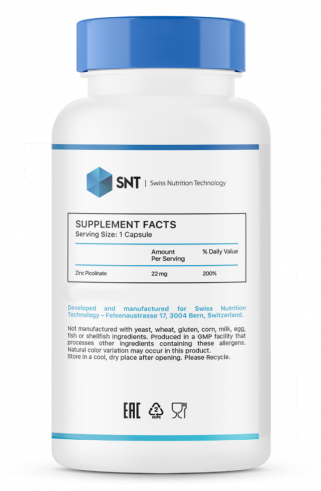 SNT Zinc Picolinate 22 mg, 240 капсул