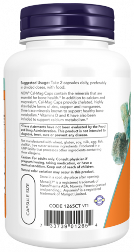 NOW Cal-Mag Caps, 120 капсул