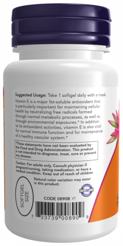 NOW Vitamin E-400 With Mixed Tocopherols, 50 капсул