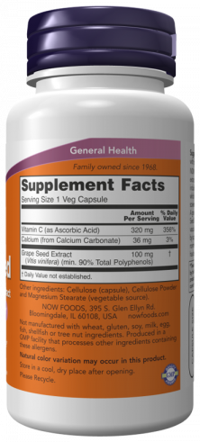 NOW Grape Seed 100 mg, 100 капсул