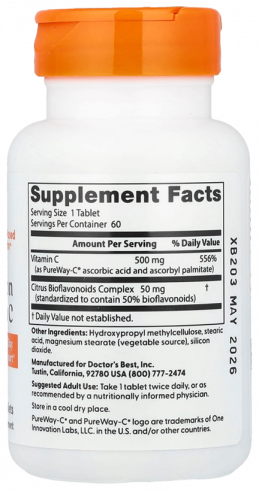 Doctor's Best High Absorption Vitamin C 500 mg, 60 таблеток