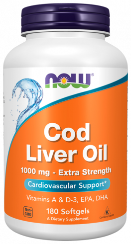 NOW Cod Liver Oil 1000 mg, 180 капсул
