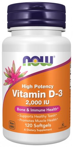 NOW Vitamin D-3 2000 IU, 120 капсул