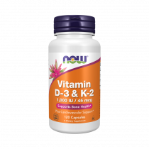 NOW Vitamin D-3 and К2 1000 IU/45 mcg, Витамин Д-3 и К2 1000 МЕ/45 мкг, 120 капсул